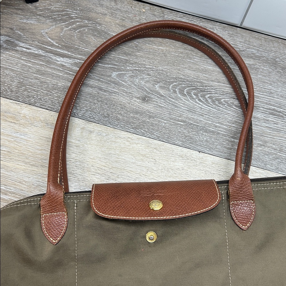 *Longchamp green brown le pilage large tote bag - Picture 13 of 14
